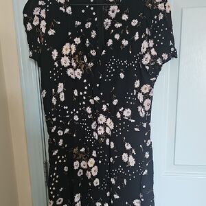 Madewell Black Midi Dress with White Daisy Print